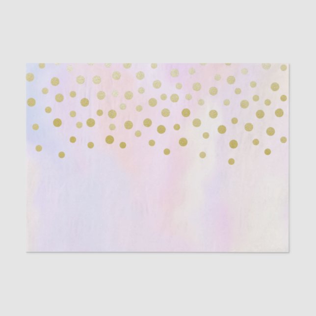Faux Gold Confetti on Purple Watercolor Tissue Paper (Front)