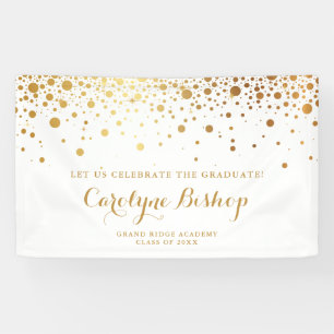 Faux Gold Confetti Personalised Graduation Banner