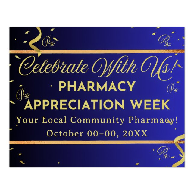 Faux Gold Confetti Pharmacy Appreciation Poster (Front)