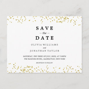 Faux Gold Confetti   Save The Date Postcard