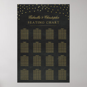 Faux Gold Confetti Wedding Seating Chart 16 Table