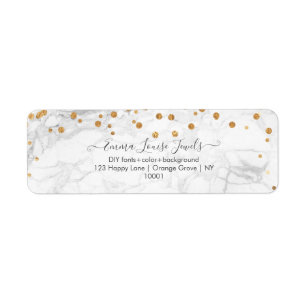 Faux gold confetti white marble PixDezines