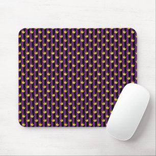 Faux Gold Crowns Purple Black Stripes Mardi Gras Mouse Pad