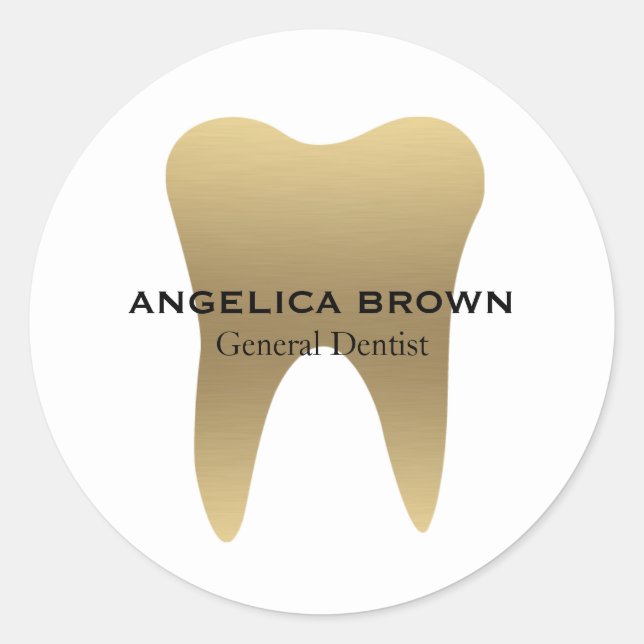 Faux Gold Dental Classic Round Sticker (Front)