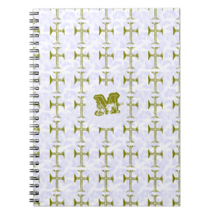 Faux Gold Destroyed Look Cross Spiral Notebook