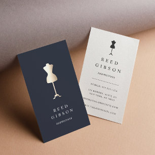 Faux Gold Dress Form Seamstress Tailor Designer Business Card