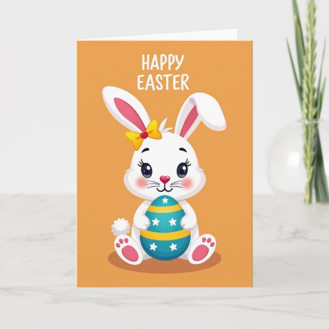 Faux Gold Easter Egg Rabbit Card (Front)