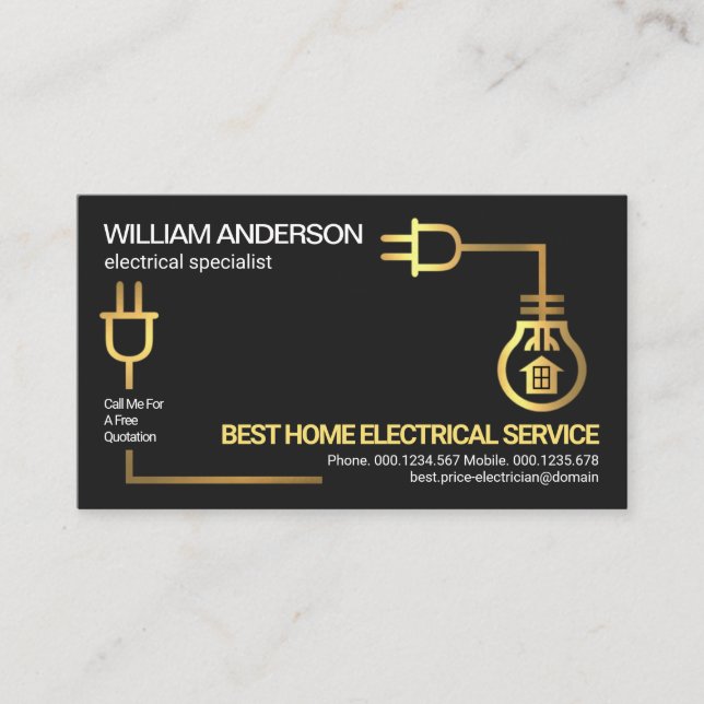 Faux Gold Electrical Circuit Wiring Electrician Business Card (Front)