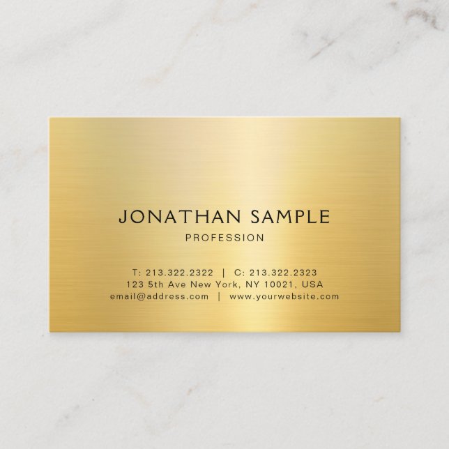 Faux Gold Elegant Design Modern Template Trendy Business Card (Front)