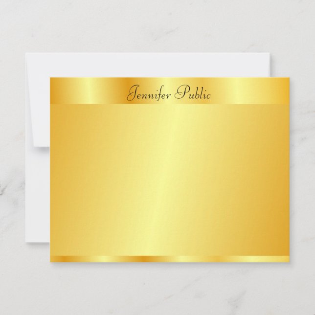 Faux Gold Elegant Hand Script Name Text Template (Front)