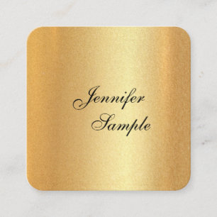 Faux Gold Elegant Handwritten Script Template Square Business Card