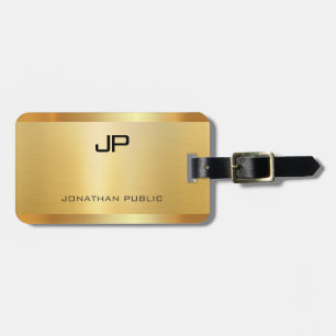 Faux Gold Elegant Modern Monogram Template Luggage Tag
