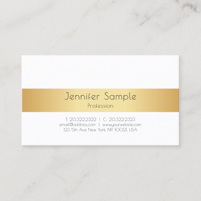 Faux Gold Elegant Modern Personalised Template Business Card (Front)