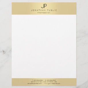 Faux Gold Elegant Monogram Template Glamourous Custom Letterhead