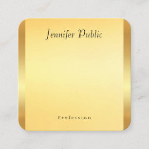 Faux Gold Elegant Script Glamour Template Modern Square Business Card