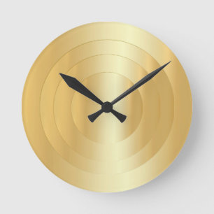 Faux Gold Elegant Trendy Template Glamourous Round Clock