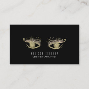 Faux Gold Eyelashes Salon Black  Business Card