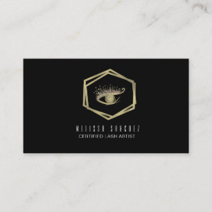 Faux Gold Eyelashes Salon Black  Business Card