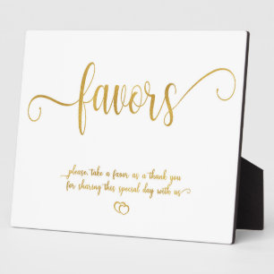 Faux Gold Favours Wedding sign Tabletop Plaque