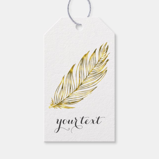 Faux Gold Feather Gift Tags (Front)