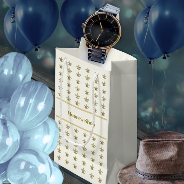 Faux Gold FleurDeLis on Ivory Small Gift Bag (Creator Uploaded)