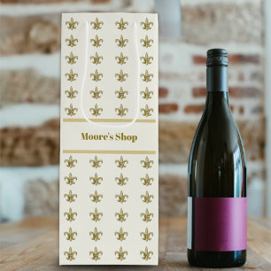 Faux Gold FleurDeLis on Ivory Wine Gift Bag