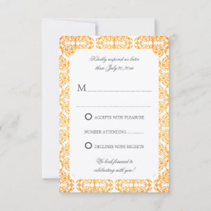 Faux Gold Flourish Damask RSVP Invitation