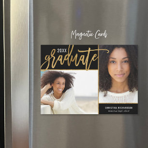 Faux Gold Foil 2 Photo Graduation Announcement