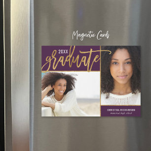 Faux Gold Foil 2 Photo Graduation Announcement