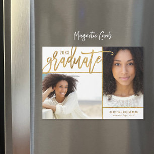 Faux Gold Foil 2 Photo Graduation Announcement