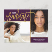 Faux Gold Foil 2 Photo Graduation Announcement Pos