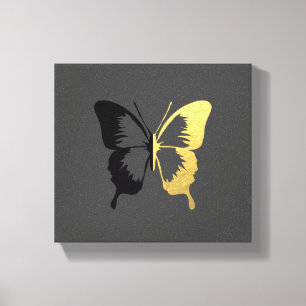 Faux Gold Foil and Black Butterfly Canvas Print