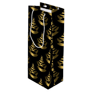 Faux Gold Foil and Black Classy New Year Wine Gift Bag