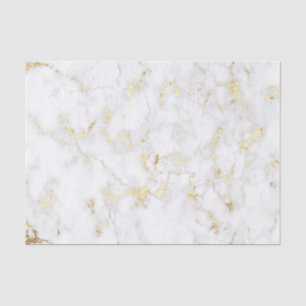 FAUX gold foil and white marble stone Tissue Paper