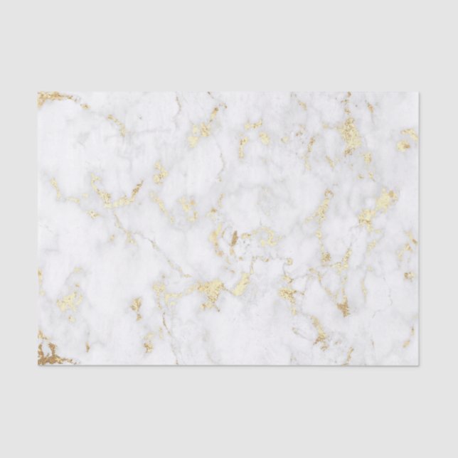 FAUX gold foil and white marble stone Tissue Paper (Front)