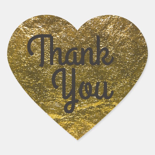 Faux Gold Foil Background | Elegant Thank You Heart Sticker (Front)