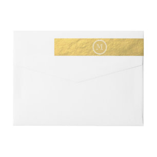 Faux Gold Foil Background Monogram Wrap Around Label