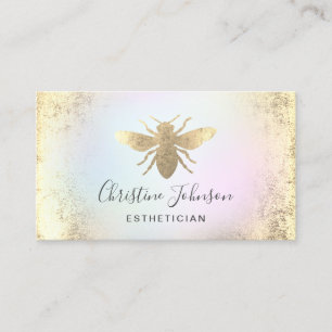 FAUX gold foil bee logo on pastel colours Business Card