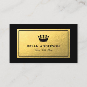Faux Gold Foil - Black Crown Logo Business Card