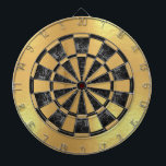 Faux Gold Foil Black Marble Faux Metallic Dartboard<br><div class="desc">A classic dartboard design with alternating  black marble and faux gold triangles. The outside circle is faux gold foil.</div>