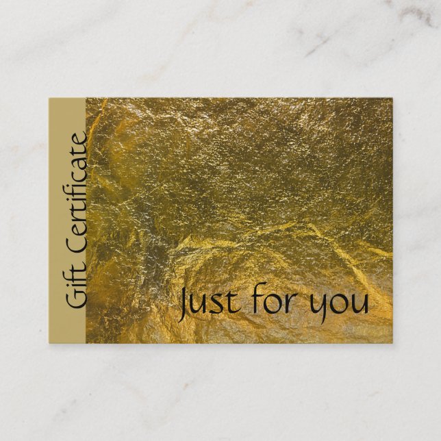 Faux Gold Foil Black Modern Gift Certificate (Front)