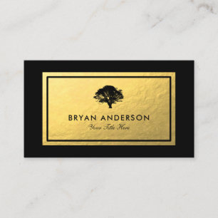 Faux Gold Foil - Black Tree Logo Business Card