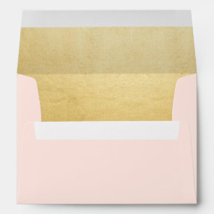 Faux Gold Foil Blush Pink Wedding Return Address Envelopes
