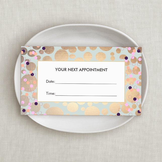 Faux Gold Foil Circles Confetti Appointment Card (Creator Uploaded)