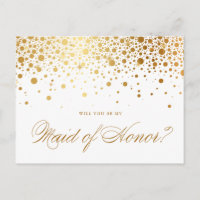 Faux Gold Foil Confetti | Be My Maid of Honour Car