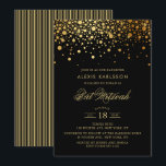 Faux Gold Foil Confetti Black Bat Mitzvah Invitation<br><div class="desc">Invite family and friends to your daughter Bat Mitzvah with this modern and elegant invitation. It features faux gold confetti dots and stripes pattern. Personalise by adding name,  date,  time,  venue and other event details. Matching items are available.</div>