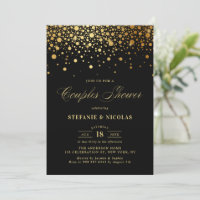 Faux Gold Foil Confetti Black Couples Shower
