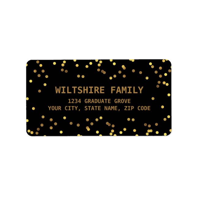 Faux Gold Foil Confetti Black Label (Front)