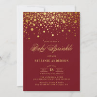 Faux Gold Foil Confetti Burgundy Baby Sprinkle