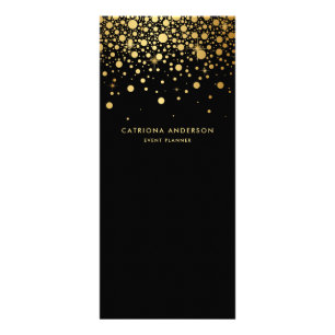 Faux Gold Foil Confetti Business Rack Card   Black